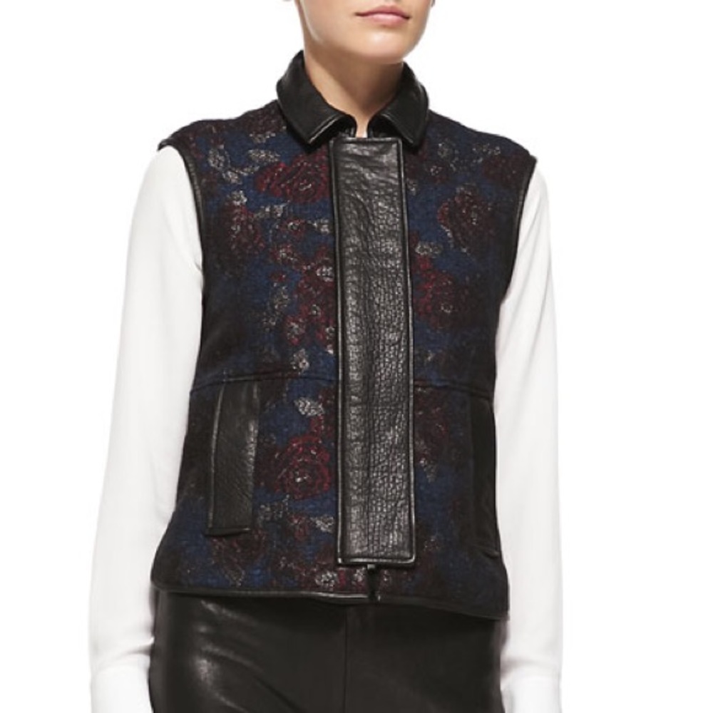 Waller Floral Tapestry Vest W/ Leather Trim - Picture 1 of 11